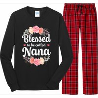 Blessed Nana Christian Grandma Floral MotherS Day Long Sleeve Pajama Set