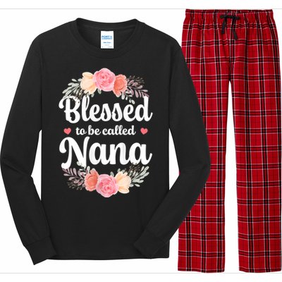 Blessed Nana Christian Grandma Floral MotherS Day Long Sleeve Pajama Set