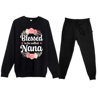 Blessed Nana Christian Grandma Floral MotherS Day Premium Crewneck Sweatsuit Set