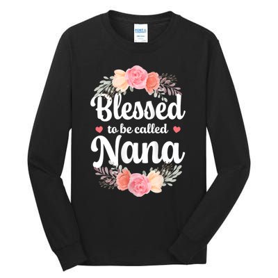 Blessed Nana Christian Grandma Floral MotherS Day Tall Long Sleeve T-Shirt