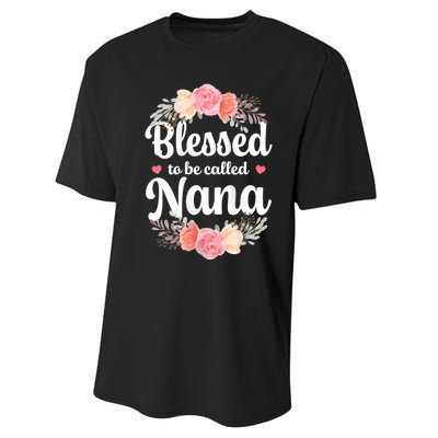 Blessed Nana Christian Grandma Floral MotherS Day Performance Sprint T-Shirt