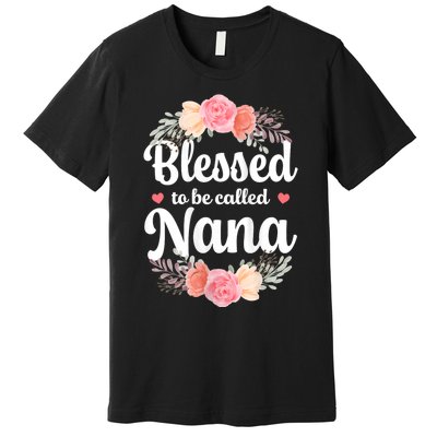 Blessed Nana Christian Grandma Floral MotherS Day Premium T-Shirt