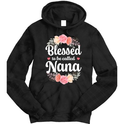 Blessed Nana Christian Grandma Floral MotherS Day Tie Dye Hoodie