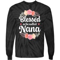 Blessed Nana Christian Grandma Floral MotherS Day Tie-Dye Long Sleeve Shirt