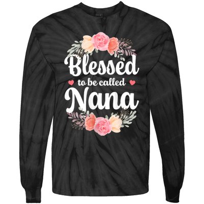 Blessed Nana Christian Grandma Floral MotherS Day Tie-Dye Long Sleeve Shirt