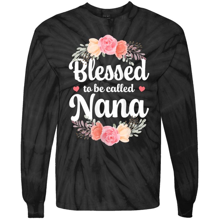 Blessed Nana Christian Grandma Floral MotherS Day Tie-Dye Long Sleeve Shirt