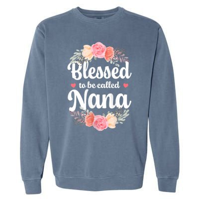 Blessed Nana Christian Grandma Floral MotherS Day Garment-Dyed Sweatshirt