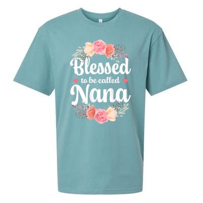 Blessed Nana Christian Grandma Floral MotherS Day Sueded Cloud Jersey T-Shirt