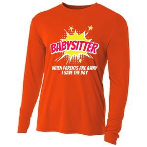 Babysitter Nanny Care Care Superhero Theme Gift Cooling Performance Long Sleeve Crew