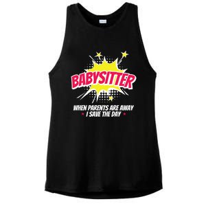 Babysitter Nanny Care Care Superhero Theme Gift Ladies PosiCharge Tri-Blend Wicking Tank