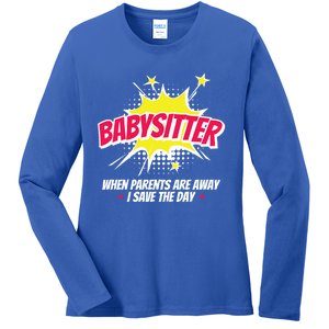 Babysitter Nanny Care Care Superhero Theme Gift Ladies Long Sleeve Shirt