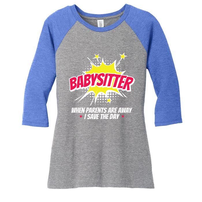 Babysitter Nanny Care Care Superhero Theme Gift Women's Tri-Blend 3/4-Sleeve Raglan Shirt