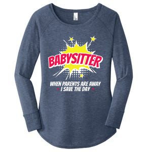 Babysitter Nanny Care Care Superhero Theme Gift Women's Perfect Tri Tunic Long Sleeve Shirt