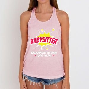 Babysitter Nanny Care Care Superhero Theme Gift Women's Knotted Racerback Tank