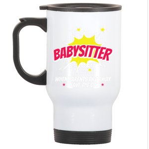 Babysitter Nanny Care Care Superhero Theme Gift Stainless Steel Travel Mug