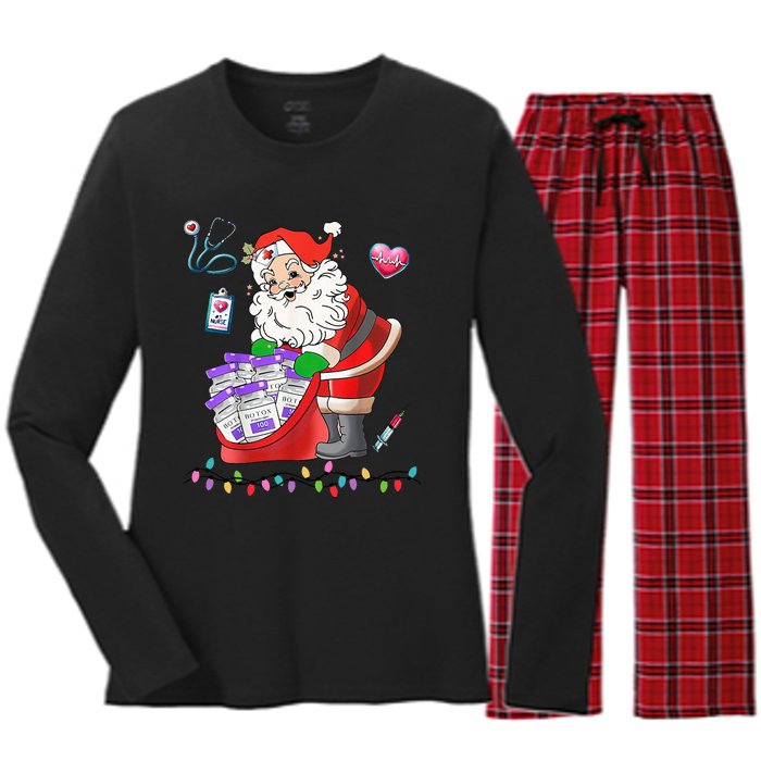 Botox Nurse Christmas Aesthetic Nurse Injecto Botox Santa Women's Long Sleeve Flannel Pajama Set 