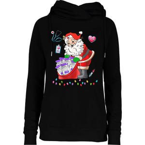 Botox Nurse Christmas Aesthetic Nurse Injecto Botox Santa Womens Funnel Neck Pullover Hood