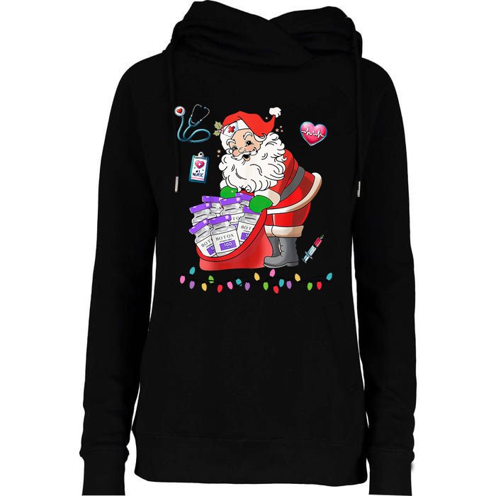 Botox Nurse Christmas Aesthetic Nurse Injecto Botox Santa Womens Funnel Neck Pullover Hood