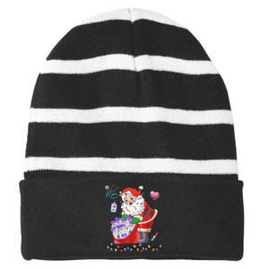 Botox Nurse Christmas Aesthetic Nurse Injecto Botox Santa Striped Beanie with Solid Band