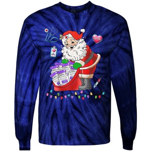 Botox Nurse Christmas Aesthetic Nurse Injecto Botox Santa Tie-Dye Long Sleeve Shirt