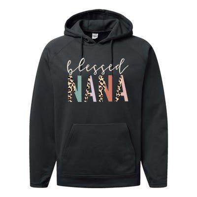 Blessed Nana Cute Leopard Print Performance Fleece Hoodie