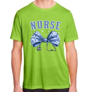 Blue Nurse Coquette Bow Stethoscope Nursing Medical Doctor Cool Gift Adult ChromaSoft Performance T-Shirt