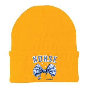 Blue Nurse Coquette Bow Stethoscope Nursing Medical Doctor Cool Gift Knit Cap Winter Beanie