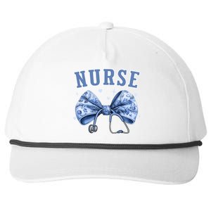 Blue Nurse Coquette Bow Stethoscope Nursing Medical Doctor Cool Gift Snapback Five-Panel Rope Hat