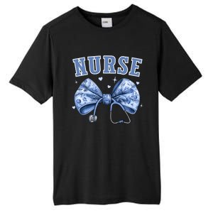 Blue Nurse Coquette Bow Stethoscope Nursing Medical Doctor Cool Gift Tall Fusion ChromaSoft Performance T-Shirt