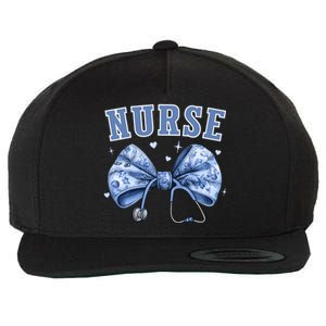 Blue Nurse Coquette Bow Stethoscope Nursing Medical Doctor Cool Gift Wool Snapback Cap