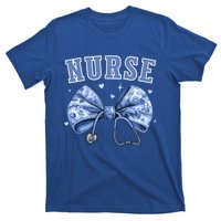 Blue Nurse Coquette Bow Stethoscope Nursing Medical Doctor Cool Gift T-Shirt