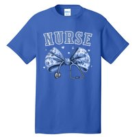 Blue Nurse Coquette Bow Stethoscope Nursing Medical Doctor Cool Gift Tall T-Shirt