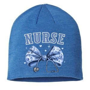 Blue Nurse Coquette Bow Stethoscope Nursing Medical Doctor Cool Gift Sustainable Beanie