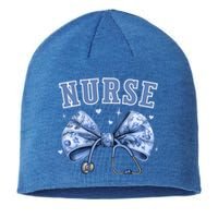 Blue Nurse Coquette Bow Stethoscope Nursing Medical Doctor Cool Gift Sustainable Beanie