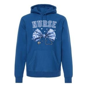 Blue Nurse Coquette Bow Stethoscope Nursing Medical Doctor Cool Gift Premium Hoodie