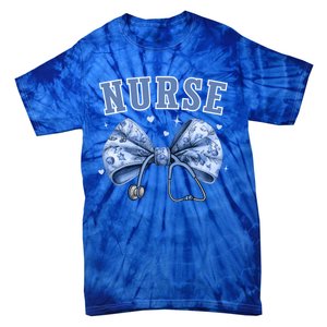 Blue Nurse Coquette Bow Stethoscope Nursing Medical Doctor Cool Gift Tie-Dye T-Shirt