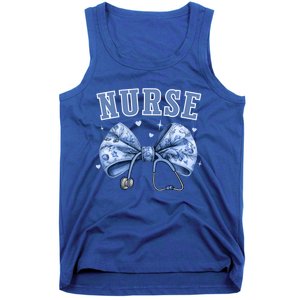 Blue Nurse Coquette Bow Stethoscope Nursing Medical Doctor Cool Gift Tank Top