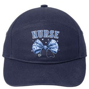 Blue Nurse Coquette Bow Stethoscope Nursing Medical Doctor Cool Gift 7-Panel Snapback Hat