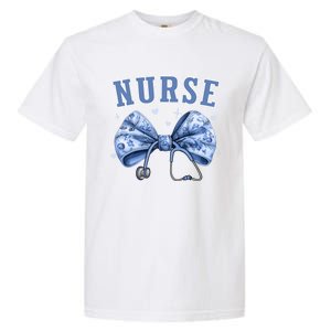 Blue Nurse Coquette Bow Stethoscope Nursing Medical Doctor Cool Gift Garment-Dyed Heavyweight T-Shirt