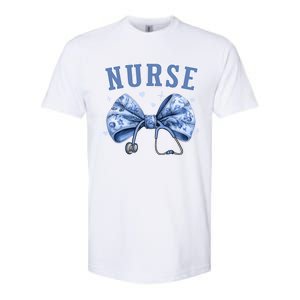 Blue Nurse Coquette Bow Stethoscope Nursing Medical Doctor Cool Gift Softstyle CVC T-Shirt