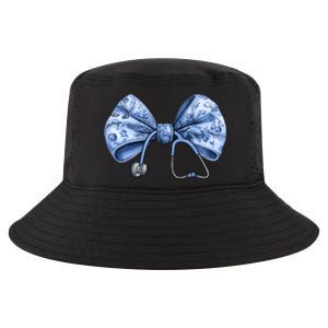 Blue Nurse Coquette Bow Stethoscope Nursing Medical Doctor Gift Cool Comfort Performance Bucket Hat