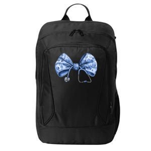 Blue Nurse Coquette Bow Stethoscope Nursing Medical Doctor Gift City Backpack