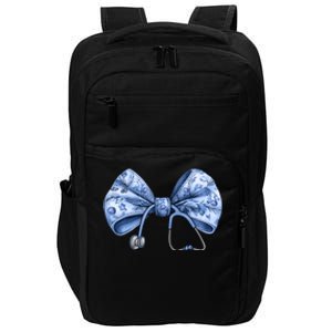 Blue Nurse Coquette Bow Stethoscope Nursing Medical Doctor Gift Impact Tech Backpack