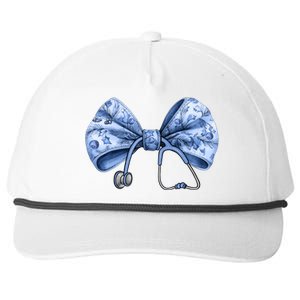 Blue Nurse Coquette Bow Stethoscope Nursing Medical Doctor Gift Snapback Five-Panel Rope Hat