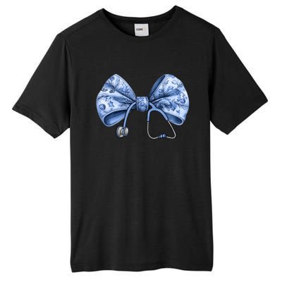 Blue Nurse Coquette Bow Stethoscope Nursing Medical Doctor Gift Tall Fusion ChromaSoft Performance T-Shirt