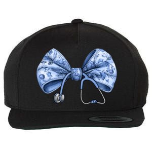 Blue Nurse Coquette Bow Stethoscope Nursing Medical Doctor Gift Wool Snapback Cap