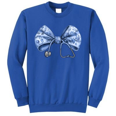 Blue Nurse Coquette Bow Stethoscope Nursing Medical Doctor Gift Sweatshirt