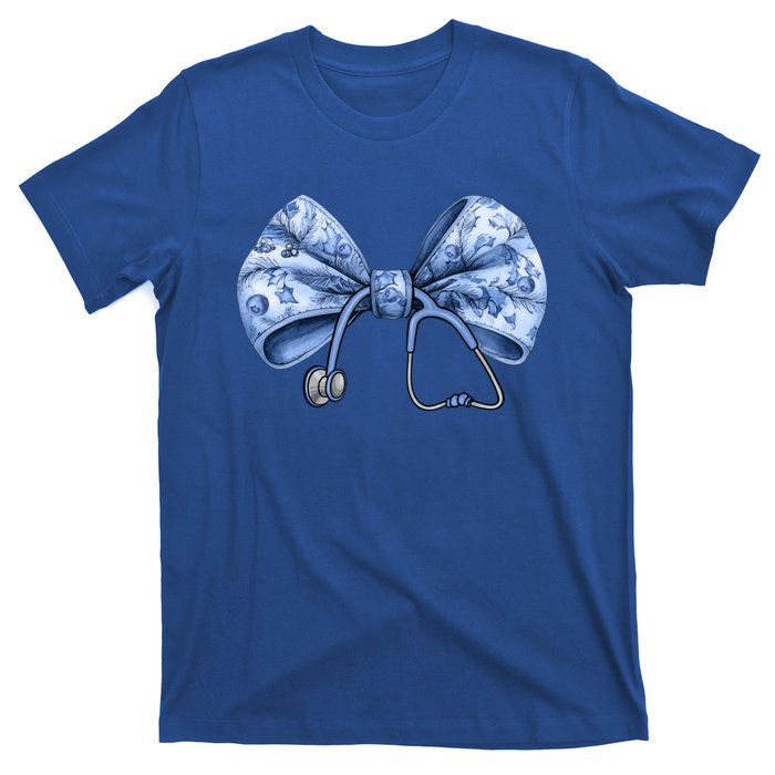 Blue Nurse Coquette Bow Stethoscope Nursing Medical Doctor Gift T-Shirt