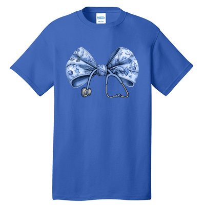 Blue Nurse Coquette Bow Stethoscope Nursing Medical Doctor Gift Tall T-Shirt