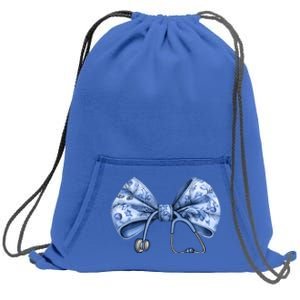 Blue Nurse Coquette Bow Stethoscope Nursing Medical Doctor Gift Sweatshirt Cinch Pack Bag